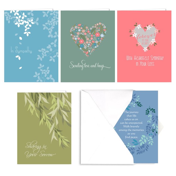 Heartfelt Sympathy Card Assortment Pack/Set Of 25 Cards / 5 Greeting Cards Of Each Design