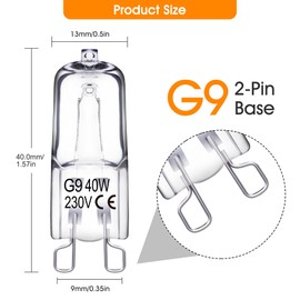 EvaStary G9 Halogen Bulbs, 40W Clear Capsule Halogen Bulbs, Dimmable, Warm White G9 Lamps for Chandeliers, Pendant Lights, Cabinet Lights, Landscape Lights (Pack of 6)