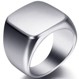 Jude Jewelers Stainless Steel Signet Ring Black Silver Gold Classical Cocktail Husband Father Valentine (Silver, 6)