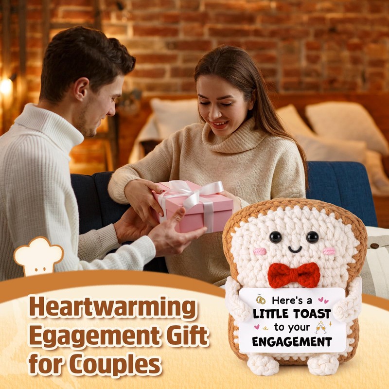 Engagement Gifts for Couple, Crochet Toast with Funny Engagement Card