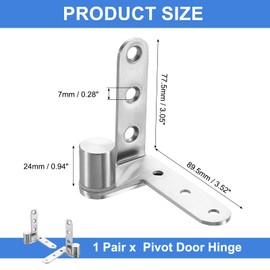 sourcing map 180 Degree Pivot Door Hinge, Stainless Steel Heavy Duty Door Hardware for Minimum 25mm Thick Cafe Bar Fence Gate, Maximum Weight 44lbs, Silver