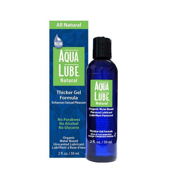 Aqua Lube Natural I Organic Water-Based Gel Lubricant I Unscented Gentle Non-Irritating Formula I Compatible with Natural Rubber, Latex, and Polyisoprene Condoms I Doctor Recommended I 2 Fl Oz