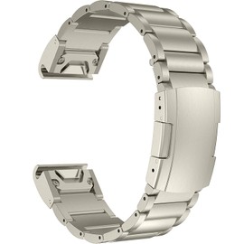 MaKTech Titanium Band for Garminn, 22 mm Quick Release Metal Bracelet with Turtle Buckle, for Garmin Fenix 8 47 mm/7/7 Pro/6/6 Pro/5/5 Plus (Titanium)