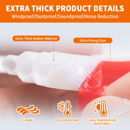 SILIENTWERK 40 Feet Self-Adhesive Rubber Weather Stripping Fits Big Gaps, Extra Thick Rubber Door Weather Stripping Door Seal Strip for Door Frame Door Insulation Strip Waterproof(White)