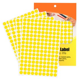 WANSTE 1/2 Inch Yellow Dot Stickers,1500 Pcs Round Color Code Labels,Small Circle Price Sticker for Classroom Organization,Home,Office