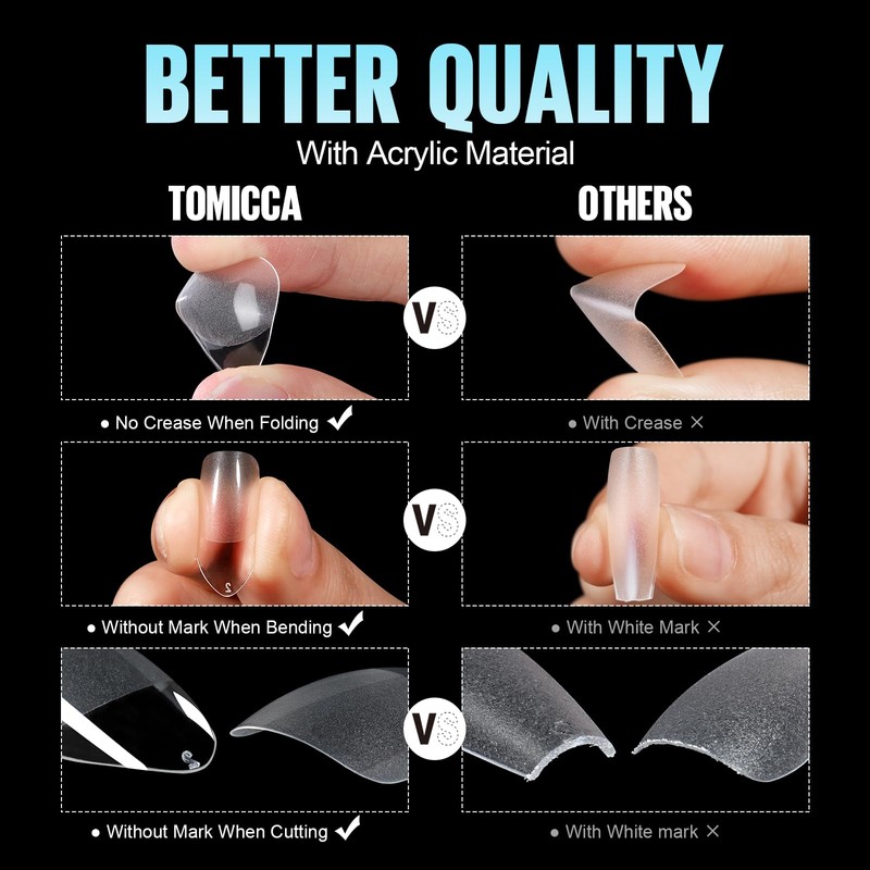 TOMICCA Artificial Nail Tips for Gel Nails, Gel Nails, Almond