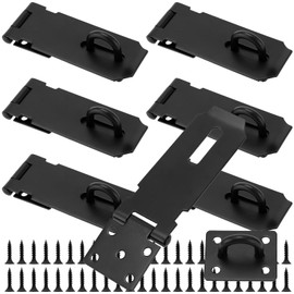 ZOENHOU 6 Pack 4 Inch Door Hasp Latch Locks, Black Stainless Steel Padlock Hasp and Staple, Heavy Duty Shed Lock Hasp Gate Lock Latch for Shed, Cabinet, Drawer, Door, Window