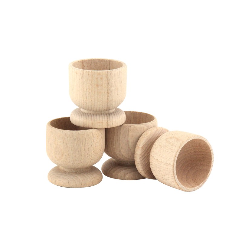 apollo THE HOUSEWARES 4 x Egg Cups -Easy Clean Beech