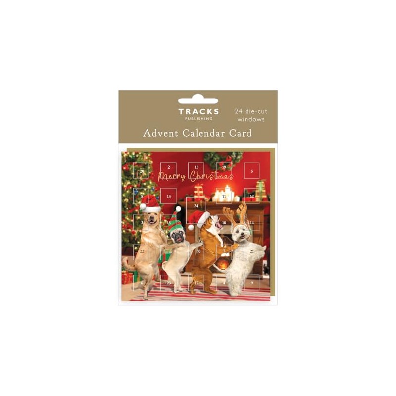 Advent Calendar Dog Conga Christmas Card - 24 Doors Fun