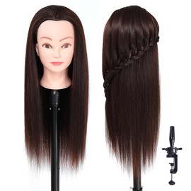 26-28 Inch Hairdressing Head 100% Synthetic Fiber Beauty Salon Mannequin Head With Training Head, Free Clamp For Weaving Stying