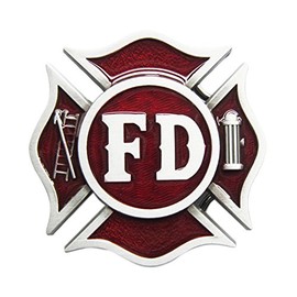 Urban Backwoods Fire Department VIII Belt Buckle for Interchangeable Belt Buckle, red, m