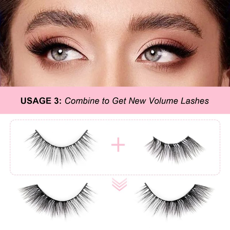 Glowingwin Half Lashes with clear band Fake Lashes Cat Eye