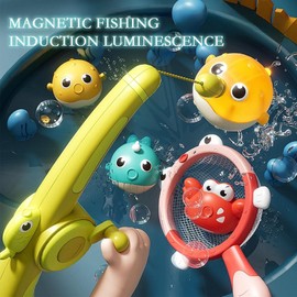 Light Up Bath Toys,Magnetic Fishing Game with Color Ocean Sea Animals,Baby Water Table Bathtub Toy Kit,Birthday Swimming Pool Party Gifts for Toddler Age 3 4 5 6 Year Old