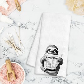 BAYOGITA Funny Newspaper Sloth Bradypod Bathroom Hand Towels, Sloth Lover Gifts for Women Men Kids Decorative Hand Towels for Bathroom Washroom Restroom Decor, 16x24 Inch