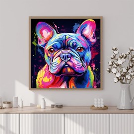 Artunion Framed Paint by Numbers Kit for Adults Beginners & Kids Ages 8-12,French Bulldog Paint by Number with Frame,Easy Dog Paint by Numbers Kit on Canvas 10 * 10 Inch Without Easel