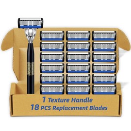 7-Blade Razor for Men, Men's Manual Refill Cartridges Razors Kit, Dual Lubrication Precision Beard Trimmer, Safety Men's Shaving Essentials Kit for Smooth and Comfortable Shave (1 Razor + 18 Blade)