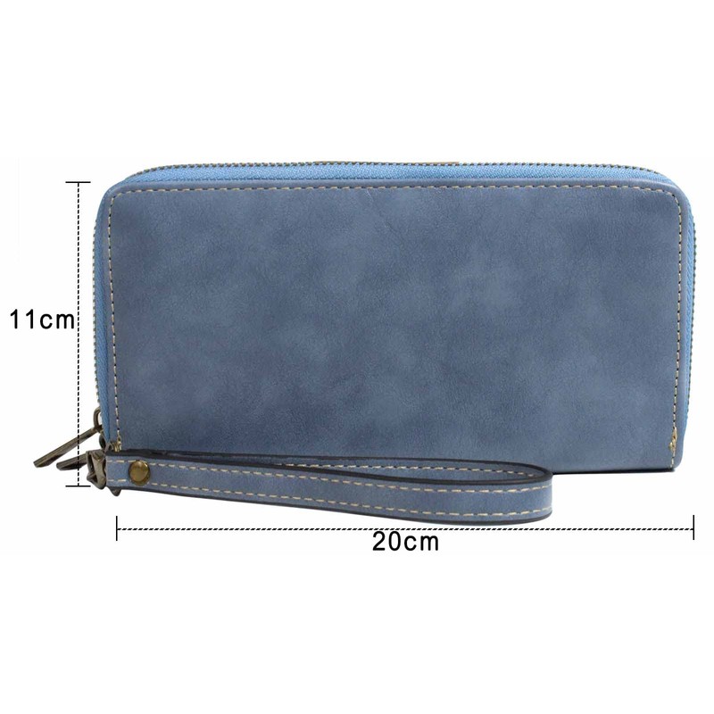 Double Zipper Long Clutch Wallet Cellphone Wallet for Women with