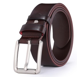 Glamicci Genuine Men's Leather Belt – 1.5"/38mm Real Leather Roller Buckle Belt | Ideal for Jeans, Casual,Cowboy & Workwear (70Coffee, 38-42" waist-125cm/49 Strap)