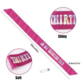 in My Thirties Era Sash, 63 Inch Free Size Thirties to Be Sash with Pin 30th Birthday Sash 30s Birthday Party Sashes Decoration Shower Sash Gifts for Birthday