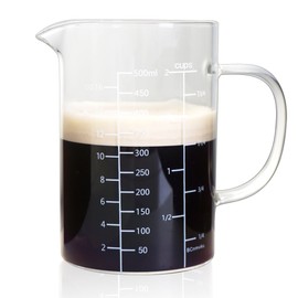 BCnmviku 500ML 2 CUP Glass Measuring Cup With Handle, High Borosilicate Glass Three Scales (OZ, Cup, ML/CC for Kitchen or Restaurant Easy To Read