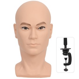 Bald Mannequin Head Training Head Male Bald Mannequin Head Cosmetology Bald Head for Glasses Display Hat Display with a Free Clamp