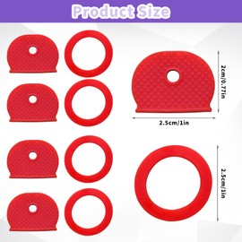 50 PCS Key Covers Tags Red Key Color Identifiers, Soft Rubber Key Cover for Standard Flat House Keys,2 Styles(Red)