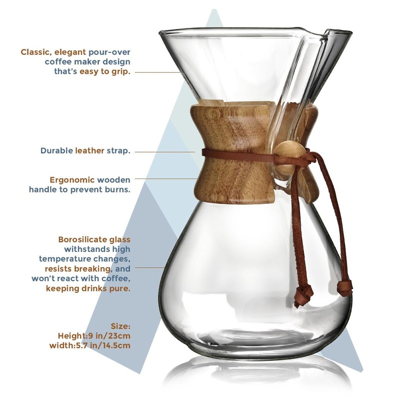 AGOGO Pour Over Coffee Maker Glass - 6/8/10 Cup Barista