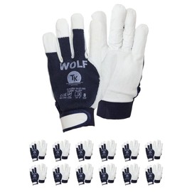 TK Gloves WOLF Leather Assembly Gloves/Size 09, 12 Pairs/Gloves Work Gloves/Unlined/Full Grain Goatskin and Cotton Knit/Leather Gloves