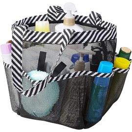 Shuoteng Hanging Shower Caddy, 8 Storage Pockets，Quick Dry Mesh Toiletry Organiser, Grey,Mesh Shower Caddy Tote Bag,Portable Shower Tote Bag for College Dorm
