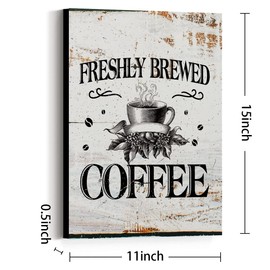 JANLAN Retro Style Coffee Quote Fresh Brewed Coffee Canvas Prints Wall Art-Coffee Signs Wall Art-Coffee Bar Wall Decor Accessories-Coffee Lovers Gift for Women and Men