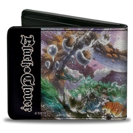 Crunchyroll Wallet, Bifold, Black Clover Glamour World Scene and Title Logo, Vegan Leather, Multicolor, 4.0" x 3.5", Casual