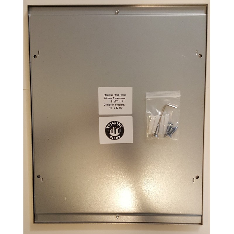 BUILDINGSIGNS.COM Elevator Certificate Frame 8.5" X 11" Stainless Steel