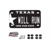 BLVD WILL RUN Texas Motorcycle License Plate including Hardware Made