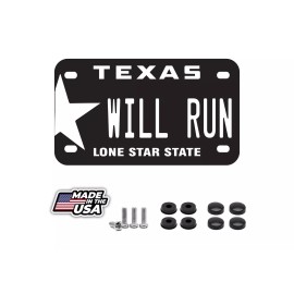 BLVD WILL RUN Texas Motorcycle License Plate including Hardware Made In USA