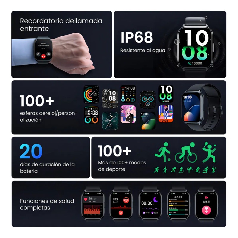 Smartwatch Reloj Inteligente Llamada 1.85'' Filwans Gts Mini Pantalla Mujer