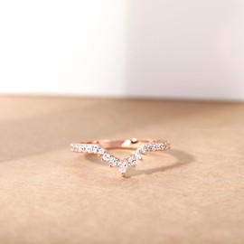 Mameloly Wedding Bands for Women Pear & Round Shaped Stackable Rose Gold Cubic Zirconia Half Eternity CZ Curved Engagement Rings for Her Size 6.5