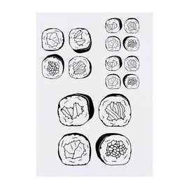 4 x 'Sushi Selection' Temporary Tattoos - Water Resistant, Skin-Safe, Non-Toxic Transfers, Mixed Sizes (TO00082828)