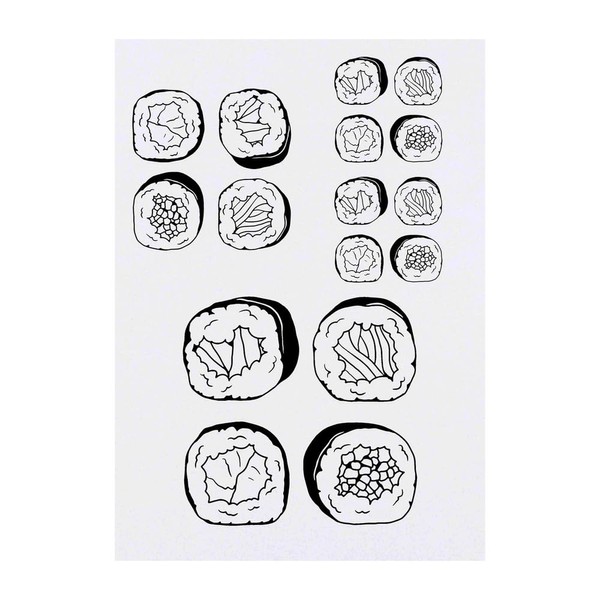 4 x 'Sushi Selection' Temporary Tattoos - Water Resistant, Skin-Safe,