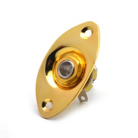 Metal 1/4" Oval Guitar Input Jack Output Plate Jackplate Socket for Fender Strat Tele with Screws (Gold)