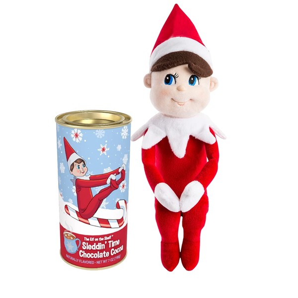 Elf On The Shelf Boy Plush -Stuffed Animal Boy Elf Doll with Hot Chocolate - Hot Cocoa