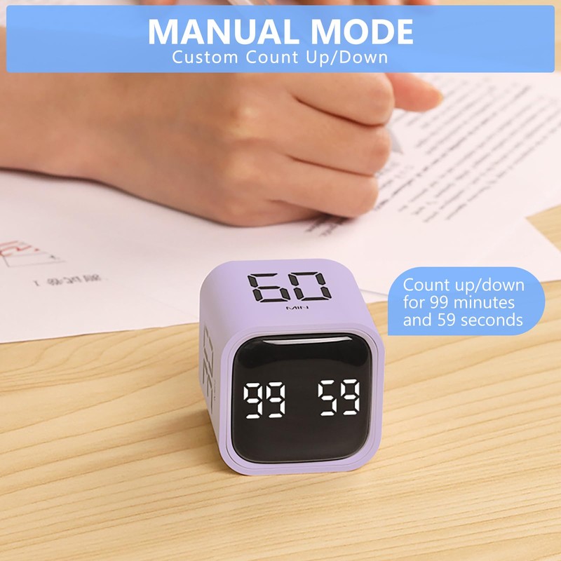 Foyucool Digital Cube Productivity Timer, Rotating Pomodoro Timer with Gravireceptor