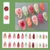 24 Pcs Red Pink Press on Nails Short Almond Nail