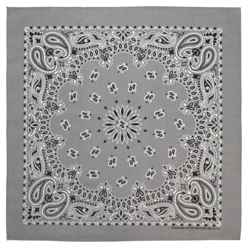 American Made Silver/Light Gray Western Paisley Bandana - Single Piece