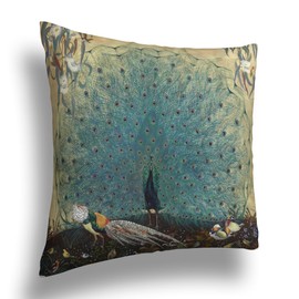 YAJUFANG Peacock Flowers Birds Museum Animal Tail Green Abstract Velvet Throw Pillow Covers Sofa Pillowcase Car Square Throw Pillowcases Home Decoration 18x18Inch, Style 13, WXB6666