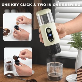 Portable Electric Espresso Coffee Machine - 2 IN 1 Wireless 15 Bar Pressure Mini Coffee Maker, Car Portable Coffee Machine Fully Charged Brew 75 Cups for Camping RV Hiking Office ( Not Self Heating)