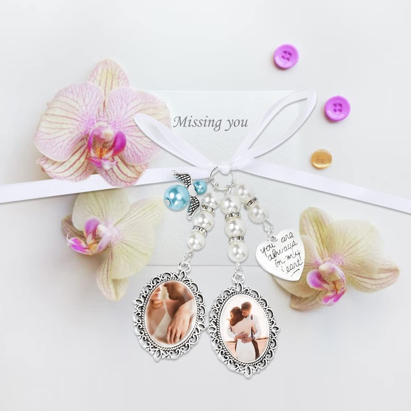Flohayo Double Pendant Style Wedding Bouquet Charm for Wedding Bridal
