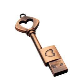 FiayaCom 32GB USB 2.0 Flash Drive, Audio Guest Book Wedding Phone File Storage，Metal Love Heart Key Shaped USB Drive, for Anniversary, Birthday