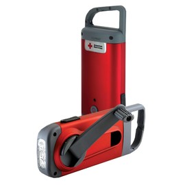 Eton American Red Cross Crank-Powered Clipray Clip-On Flashlight & Smartphone Charger, Hand Crank, Cherry Red, Commitment to Preparedness