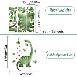 SSyang Large XXL Wall Tattoo Dinosaur, Dinosaur Wall Sticker, Children's Room, Wall Stickers for Children's Room, Boys, Plants Volcano Wall Sticker for Boys Bedroom