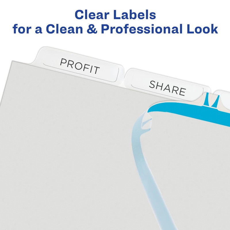 Avery Index Maker Label Dividers, Clear, 5-Tab Set, 1 Set